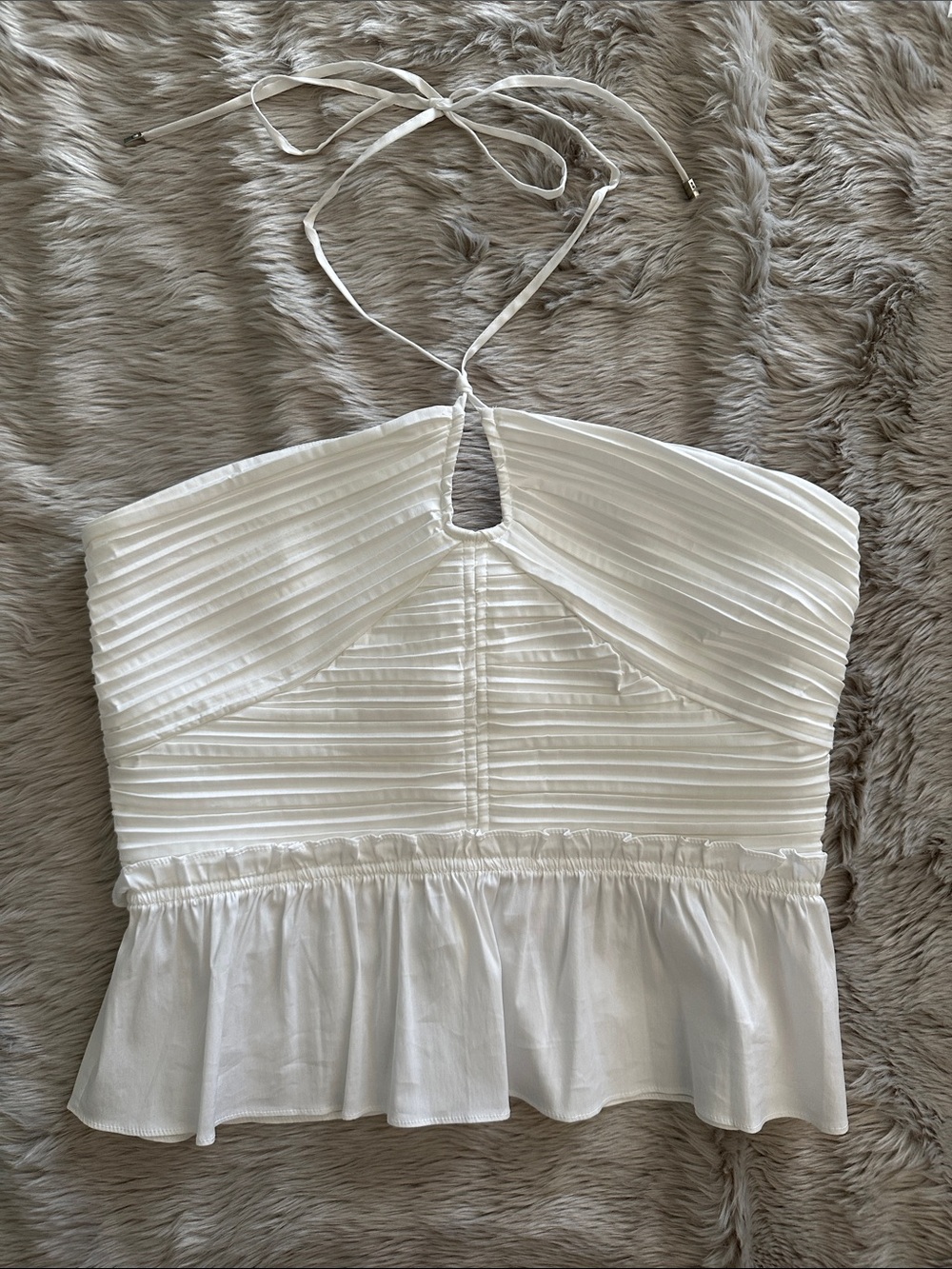 White House Black Market Pleated Peplum Halter Top